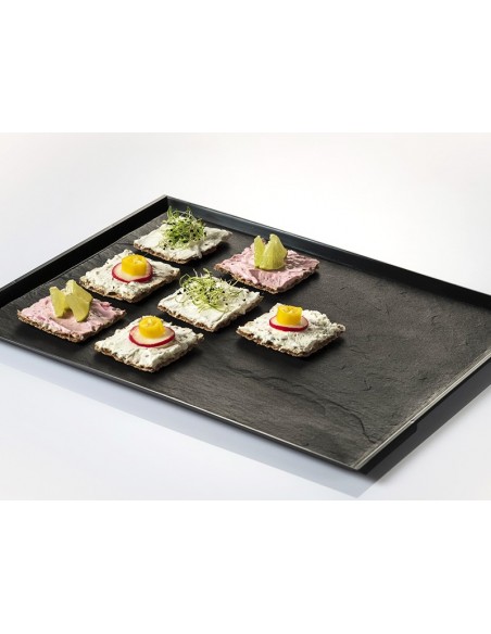 Bandeja imitación pizarra negra 37cm | Catering | Effimer
