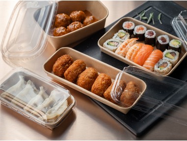 Bandeja de sushi kraft familiar 22cm | Effimer