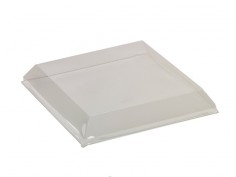 Tapa rPET transparente plato negro 25cm | Catering | Effimer