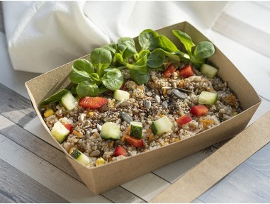 Bandeja kraft con tapa ventana PET 180x130mm | Effimer