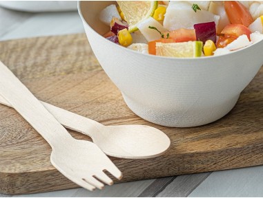 Tenedor de madera desechable hostelería | Effimer