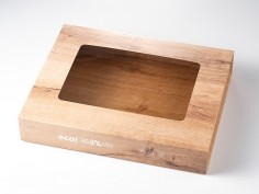 Bandeja cartón ventana efecto madera menú | Catering | Effimer